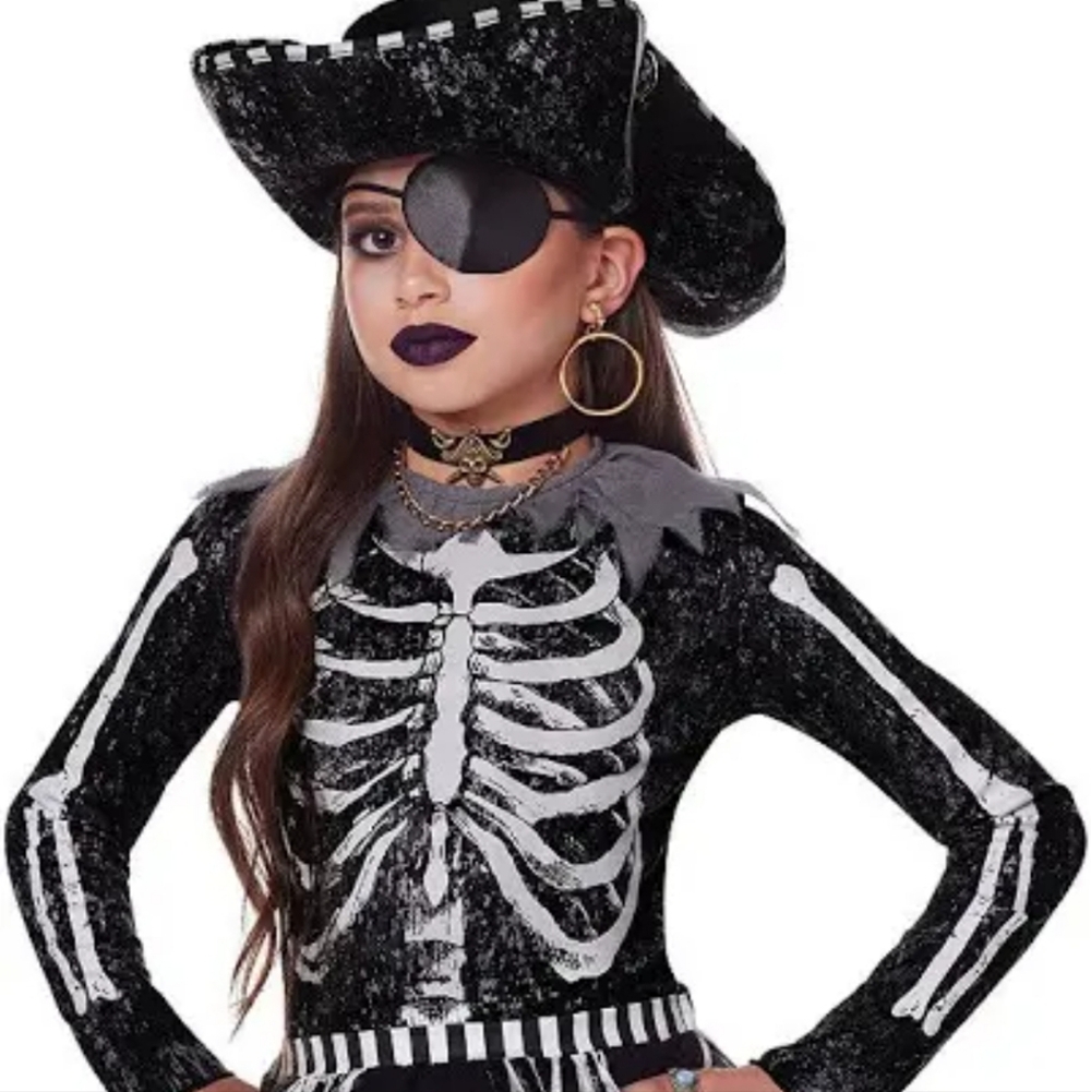Kids Skeleton Pirate Costume - Black